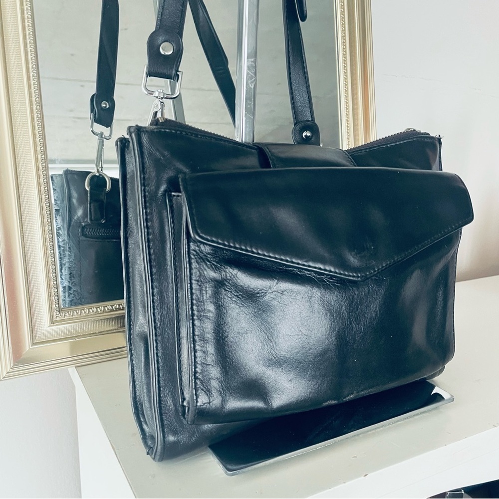 DANIER BLACK LEATHER CROSSBODY BAG SHOULDER WOMEN VINTAGE BAG